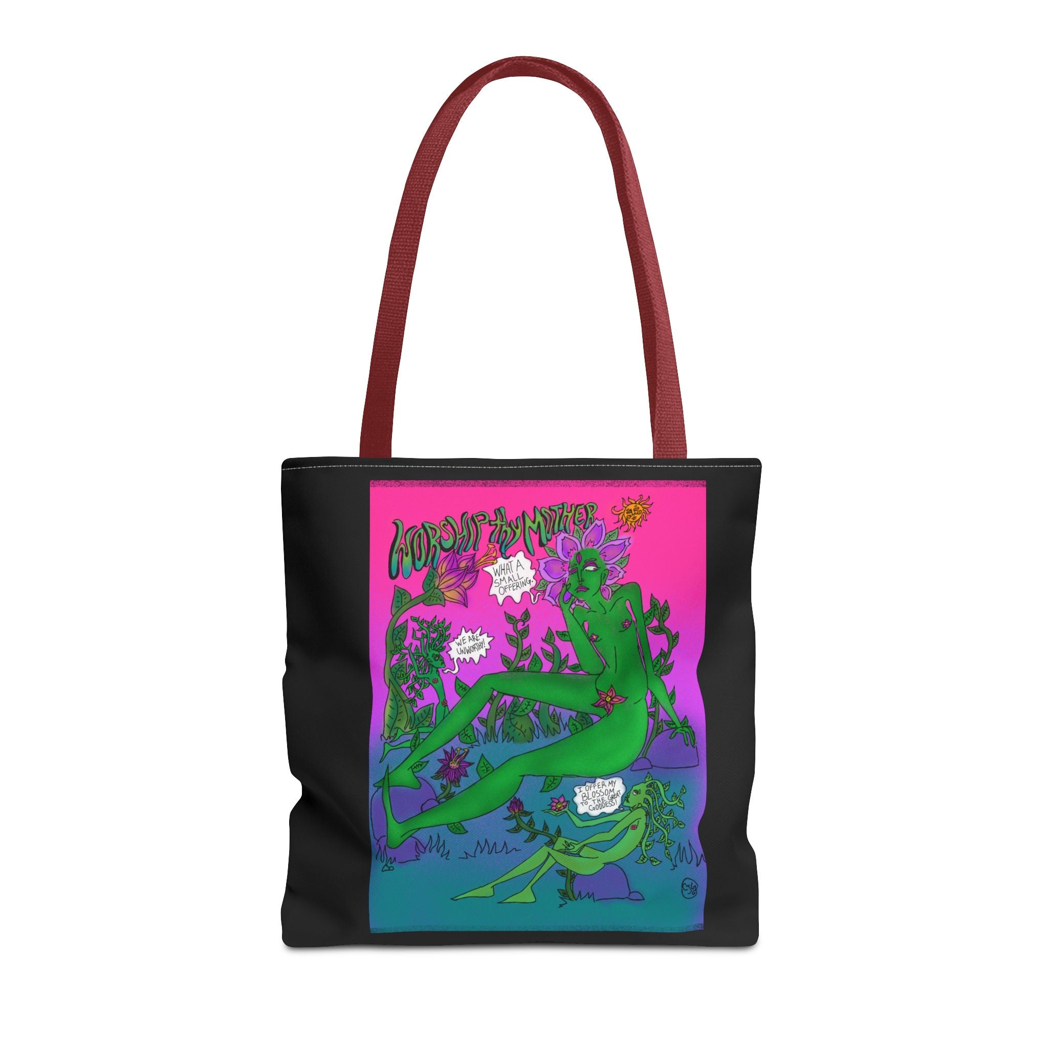 Psychedelic Garden Tote Bag — Colorful Alien Floral Art AOP