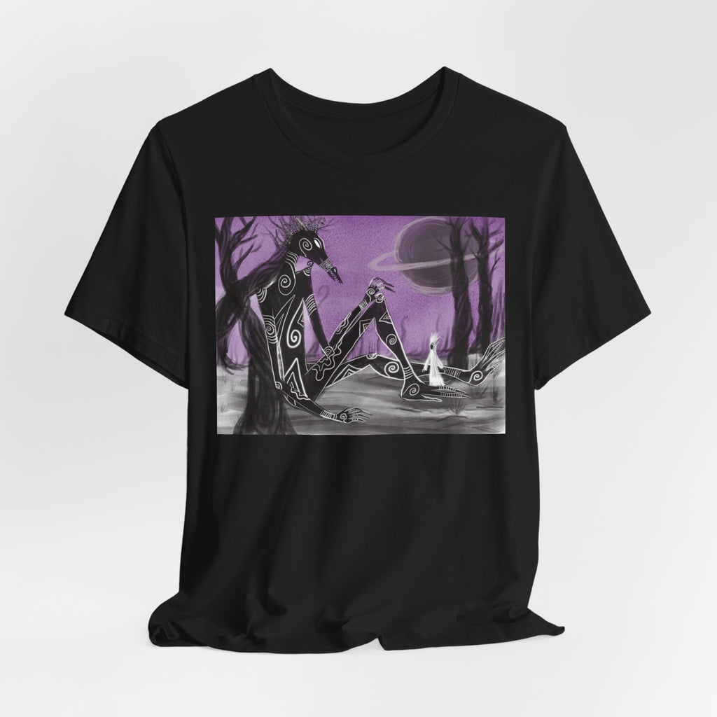 Surreal Purple Nightscape Tee — Giant Creature & Moon Graphic T‑Shirt