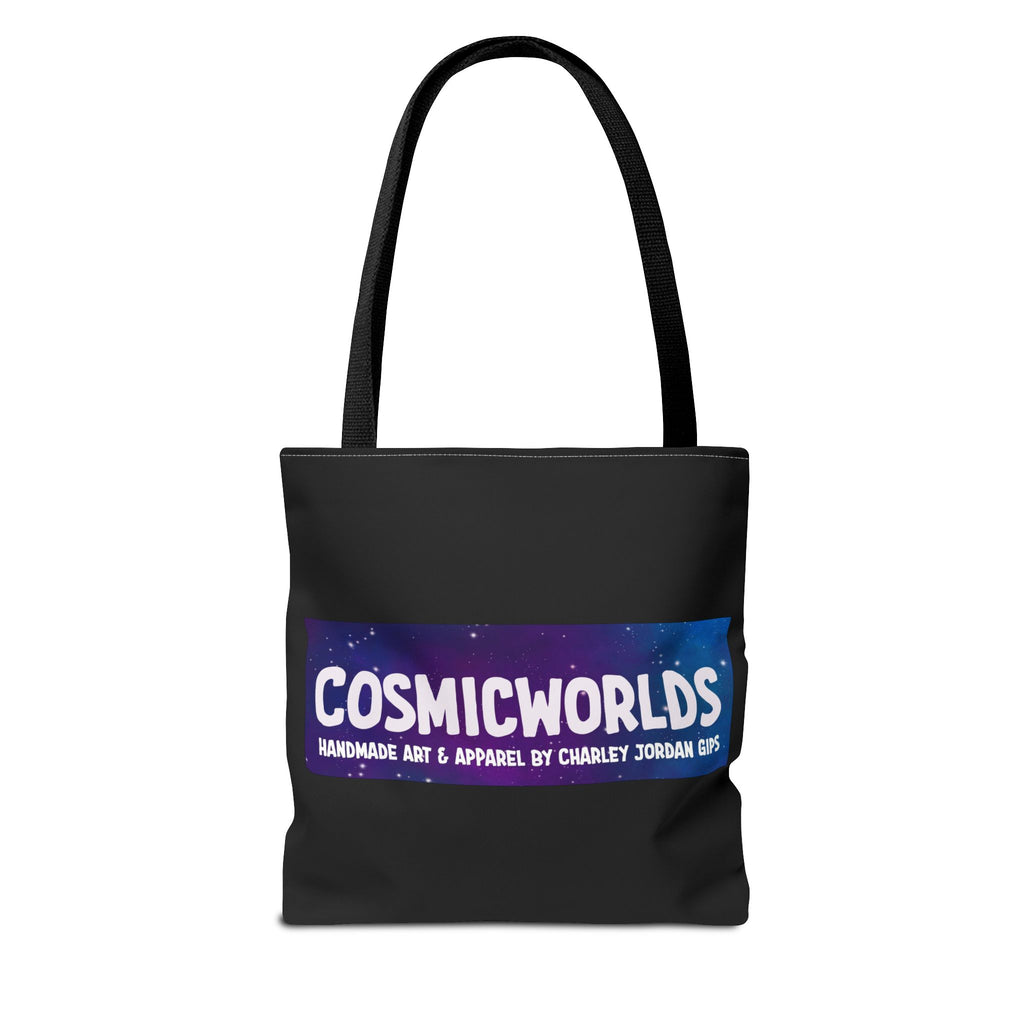 Cosmic Giant on Lotus Tote Bag — "COSMICWORLDS" Galaxy Art AOP Tote