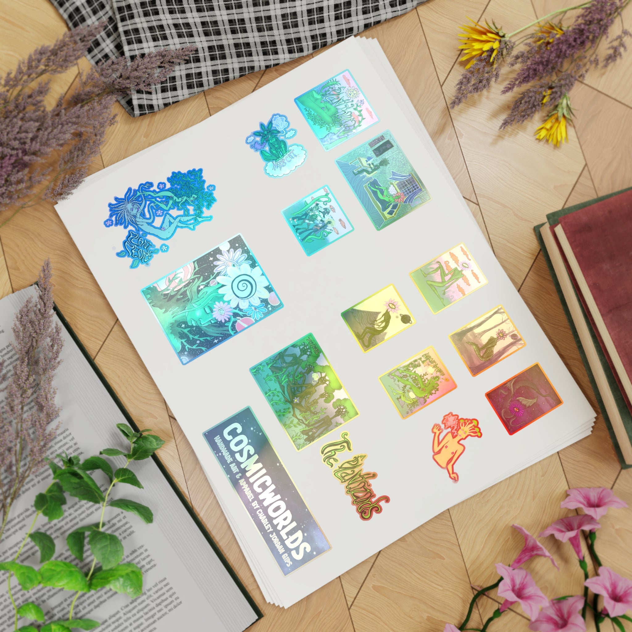 The Plantozoids Sticker Sheet—Holographic Cosmic Worlds Sticker Sheet Bundle (5pcs)
