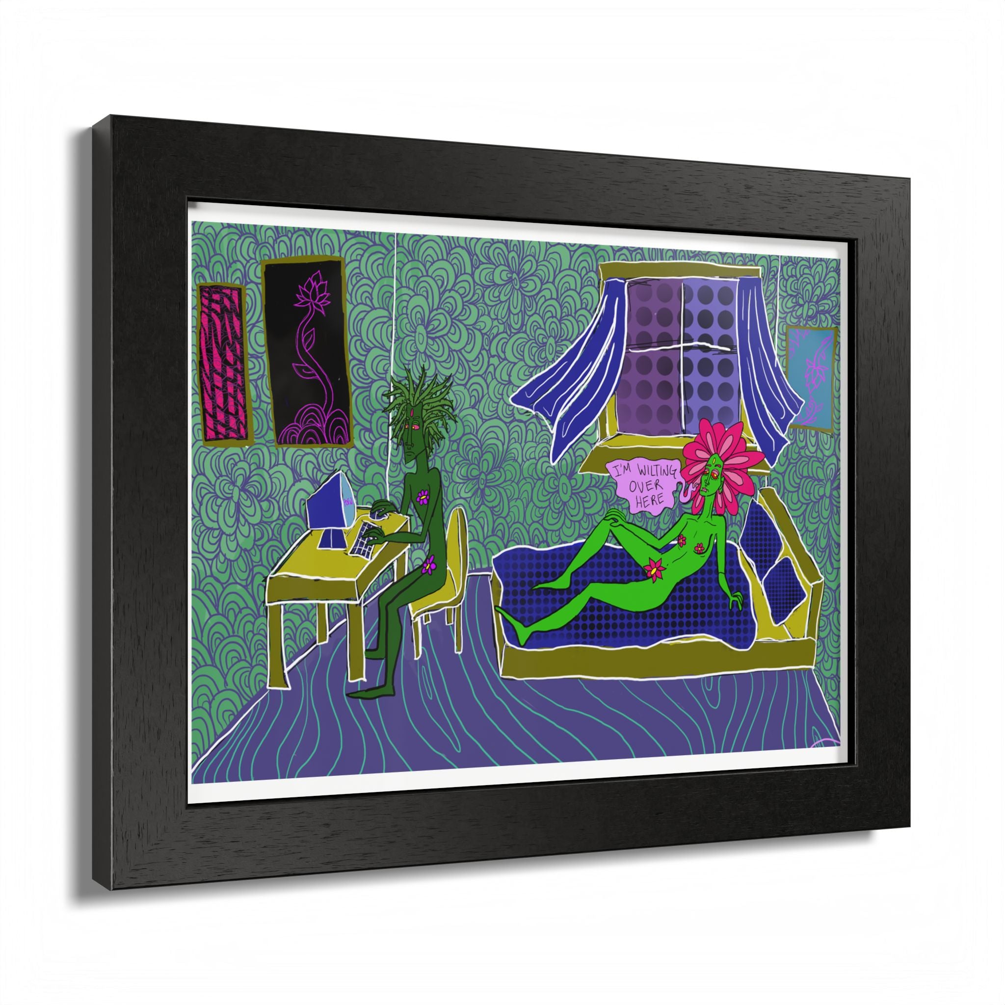 Surreal Floral Bedroom Art Print — Framed Poster