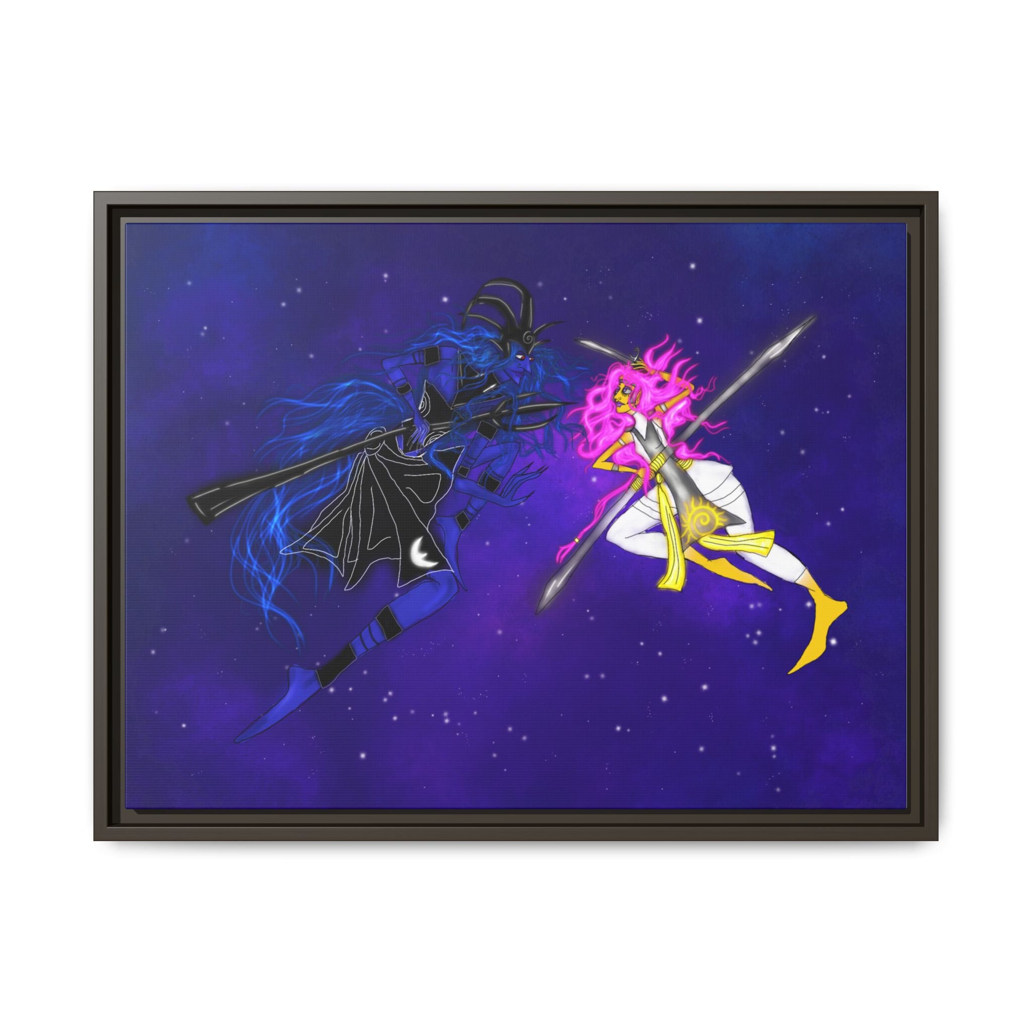 Framed Matte Canvas — Cosmic Duel Sailor Warriors Wall Art