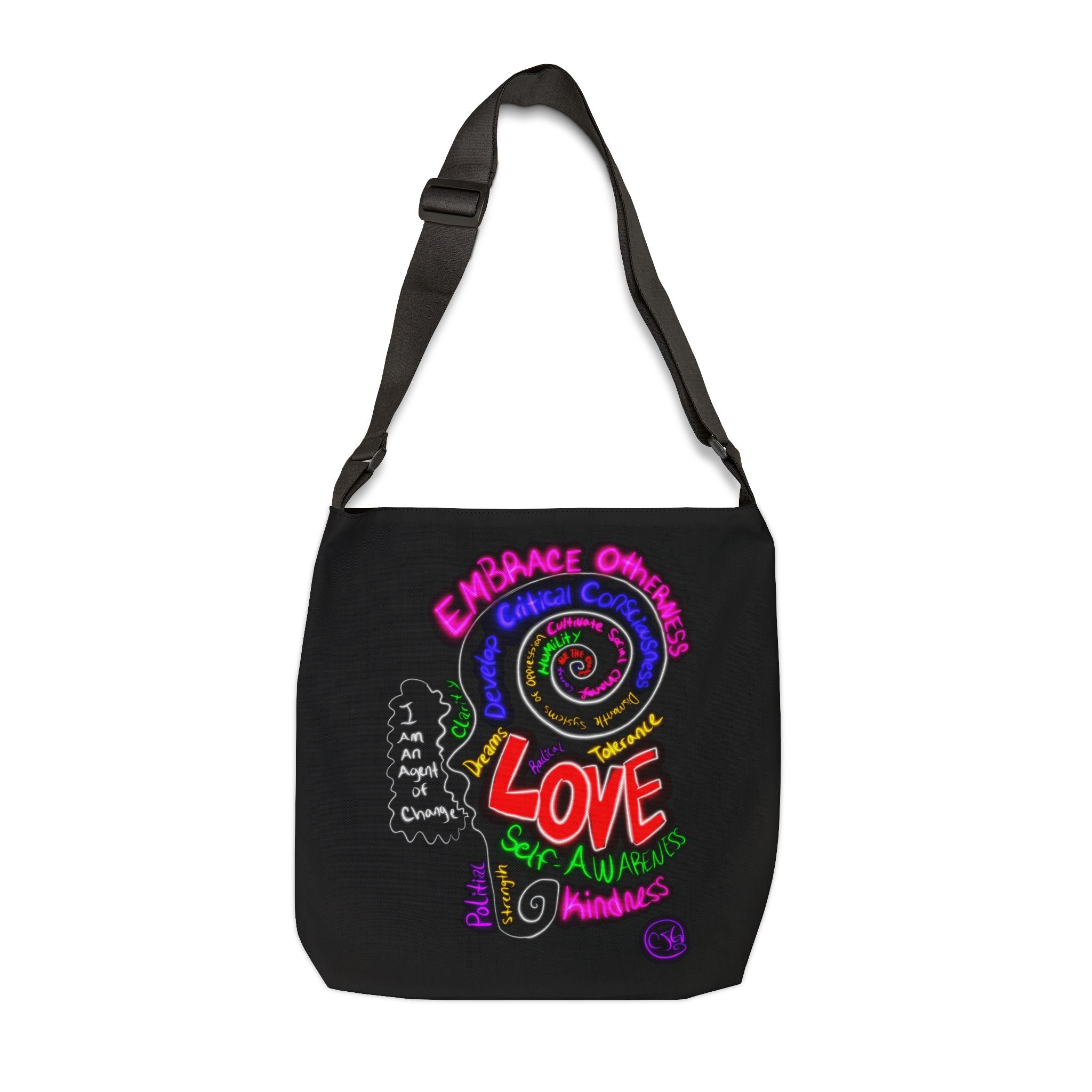 “I Am An Agent of Change” Adjustable Tote — Embrace Change, Self-Awareness Inspirational Tote Bag