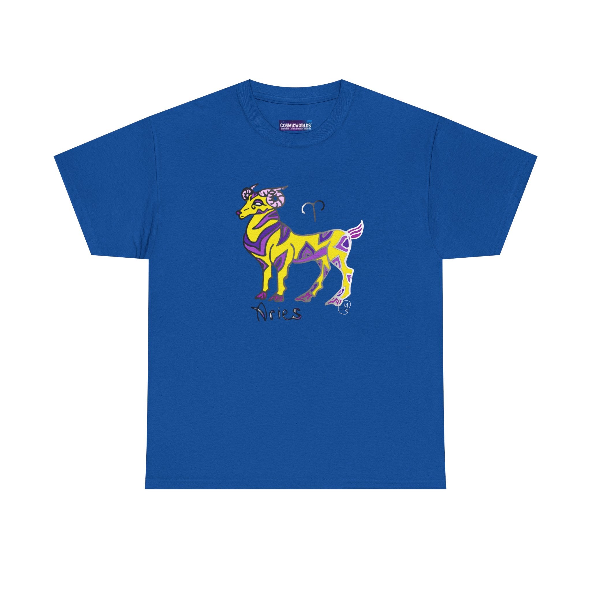 Aries Zodiac Tee — Colorful Mythic Ram Astrology Shirt