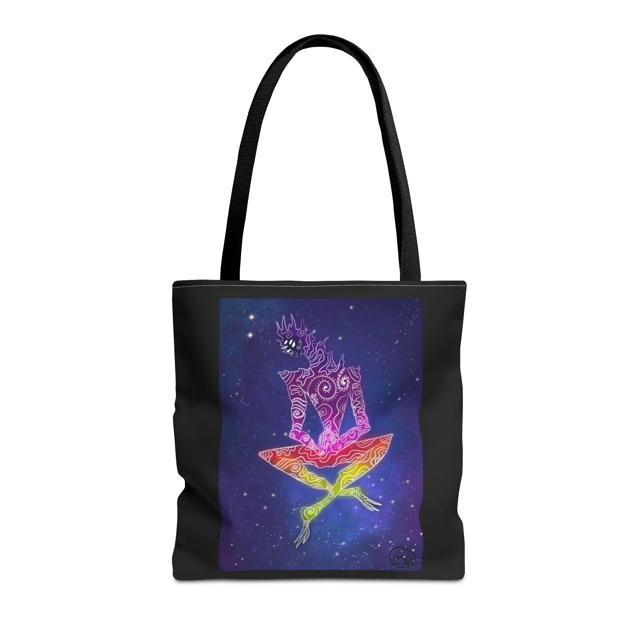 Cosmic Giant on Lotus Tote Bag — "COSMICWORLDS" Galaxy Art AOP Tote