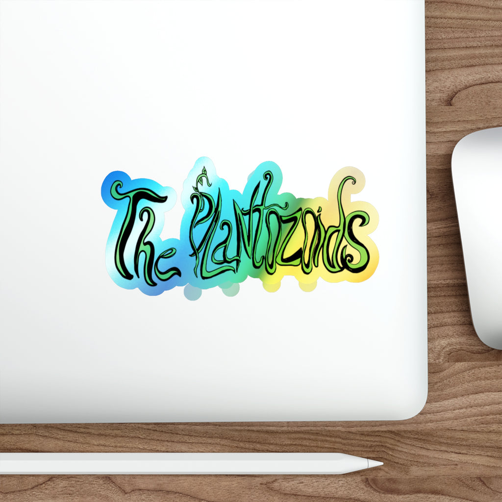 Holographic Die-Cut Sticker — "The Plantozoids" Iridescent Logo Sticker for Skateboards, Laptops & Water Bottles