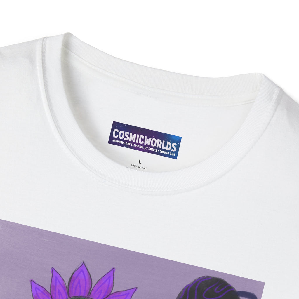 Alien Flower Graphic T-Shirt — Surreal Purple Space Art Tee