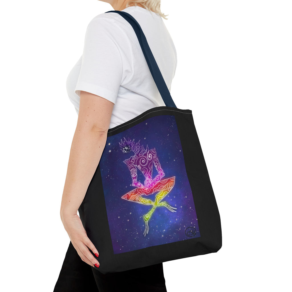 Cosmic Giant on Lotus Tote Bag — "COSMICWORLDS" Galaxy Art AOP Tote