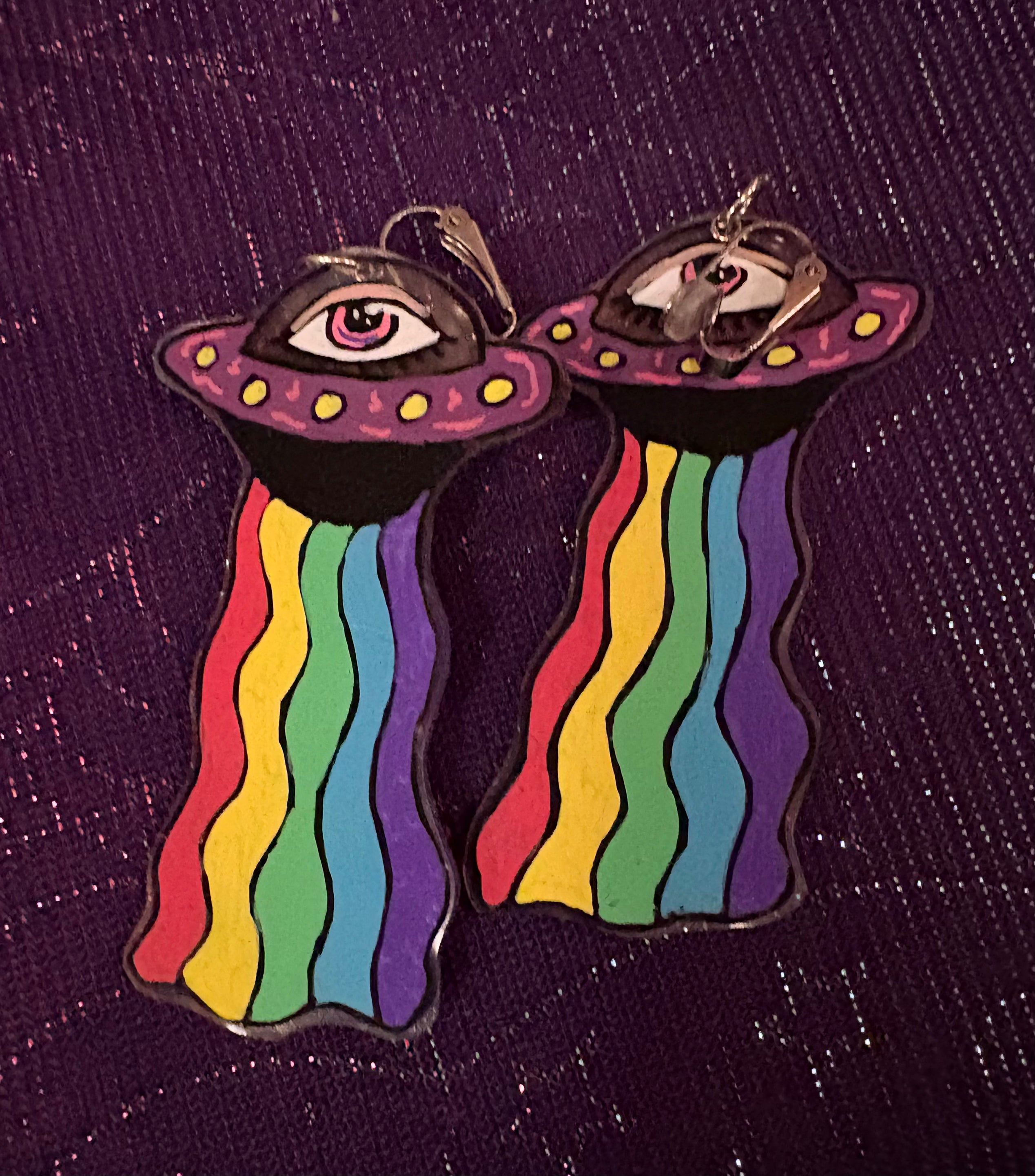 UFO Eyeball Clip On Earrings