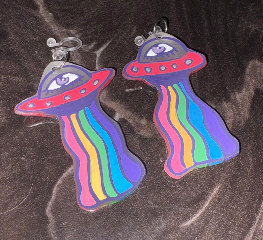 UFO Eyeball Clip On Earrings