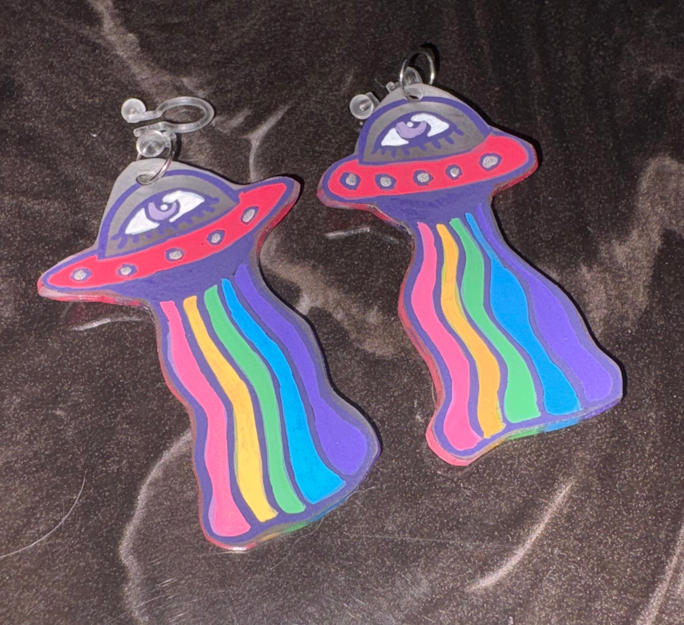 UFO Eyeball Clip On Earrings